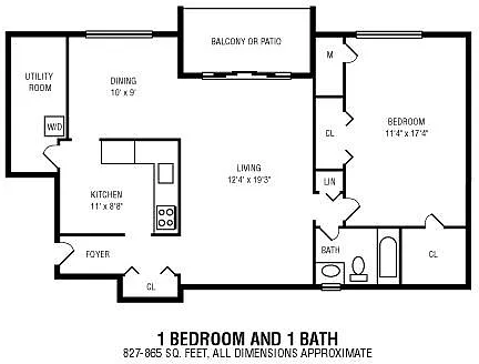 Floor plan 1 Bed 1 Bath
