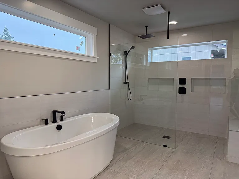 View to shower and soaking tub