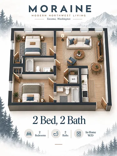 Floor plan 2 Bedroom, 2 Bath