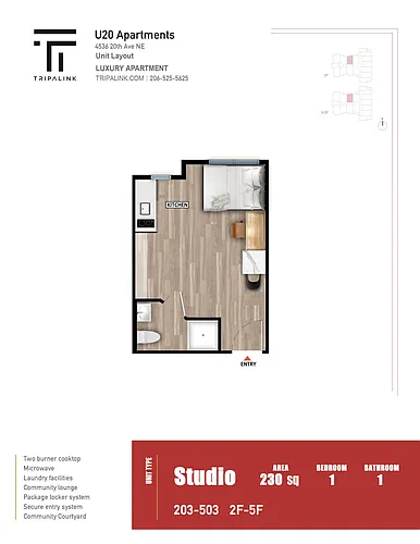Floor plan Studio - 230 sqft