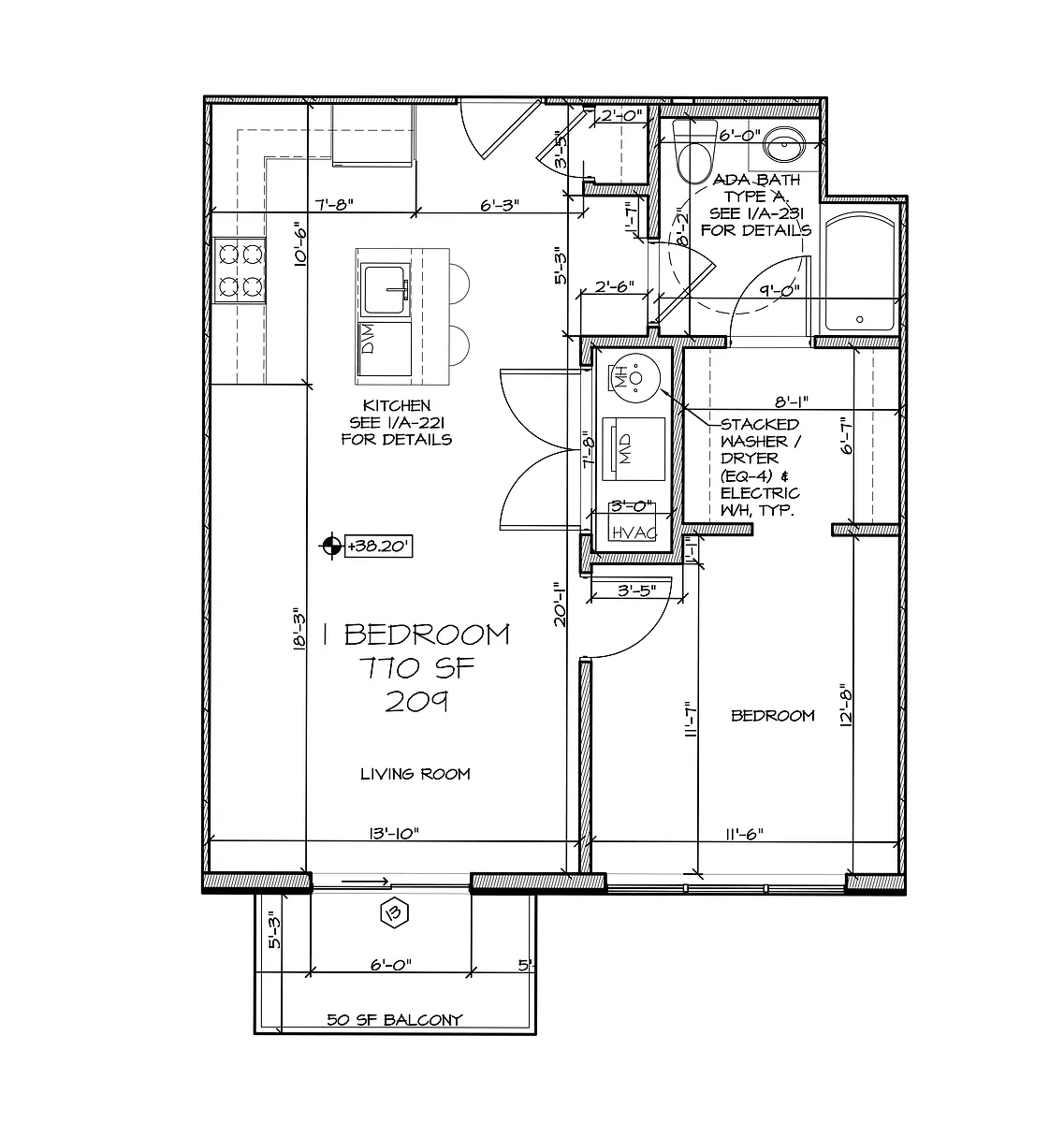 Floor plan 1BR1BAB