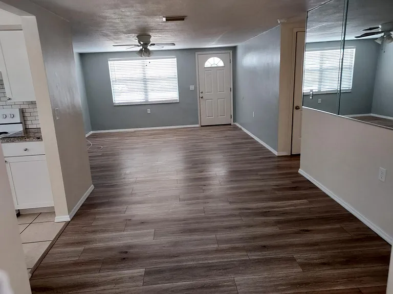 View from the bonus room: dining room and living room.