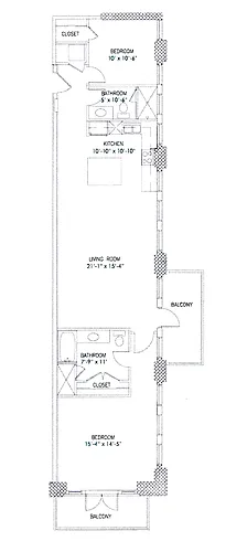 Floor plan 2 Bedroom, 2 Bathroom