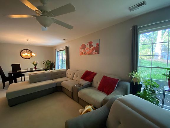 living room with dining room