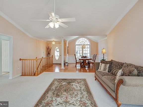 Front door entry, dining area and living room