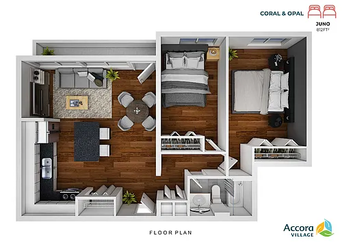 Floor plan Opal Juno (2 Bed)