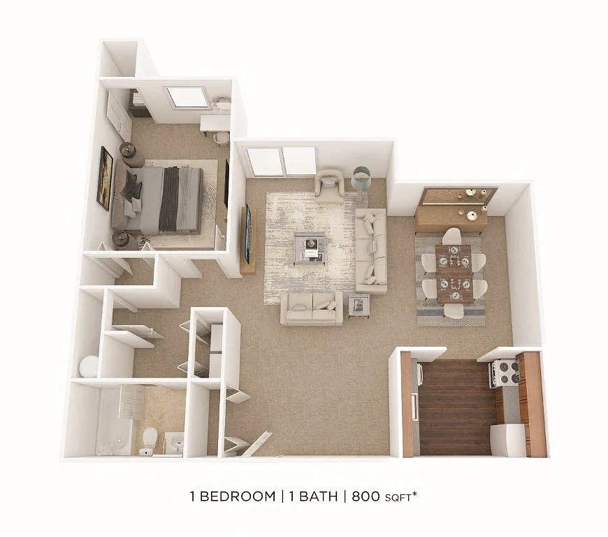 Floor plan One Bedroom-800 sqft