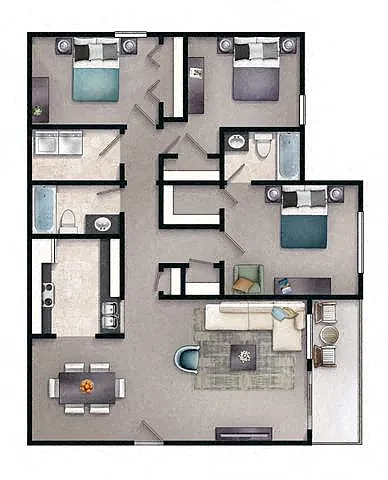 Floor plan Three Bedroom