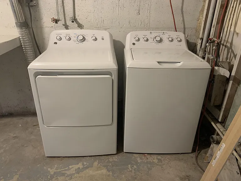 Washer and dryer in storage room
