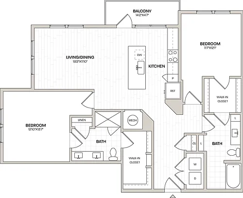 Floor plan 2 Bed/2 Bath-B5