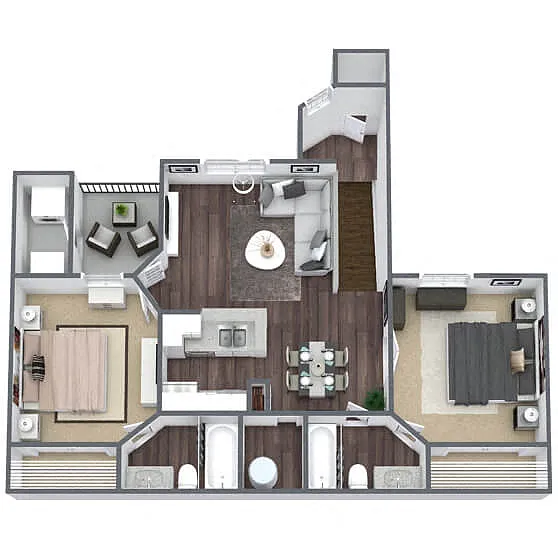Floor plan 2 BED 2 BATH A