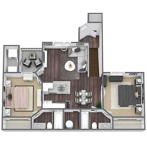 Floor plan B1: 2 Bed 2 Bath
