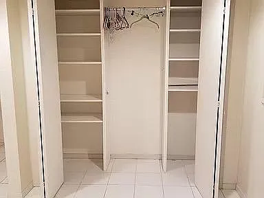 Closets in newly remodeled sixth bedroom.