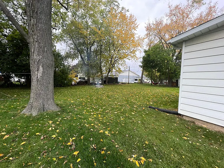 Side yard looking into back. South side of garage