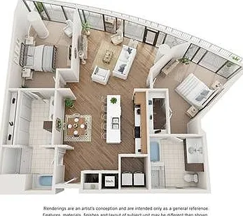 2 BR x 2 BA Flat - A Floorplan 2 BR x 2 BA Flat - A Floorplan
