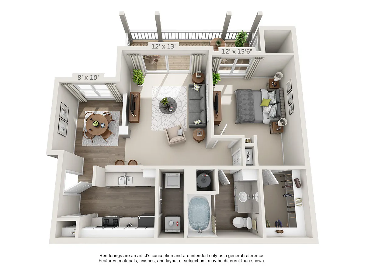 Floor plan 1 Bedroom Yellowstone Platinum