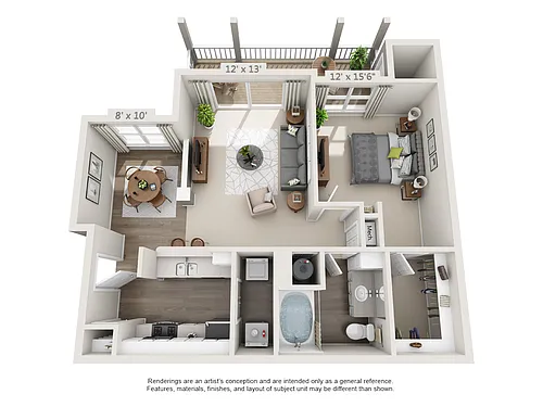 Floor plan 1 Bedroom Yellowstone Platinum