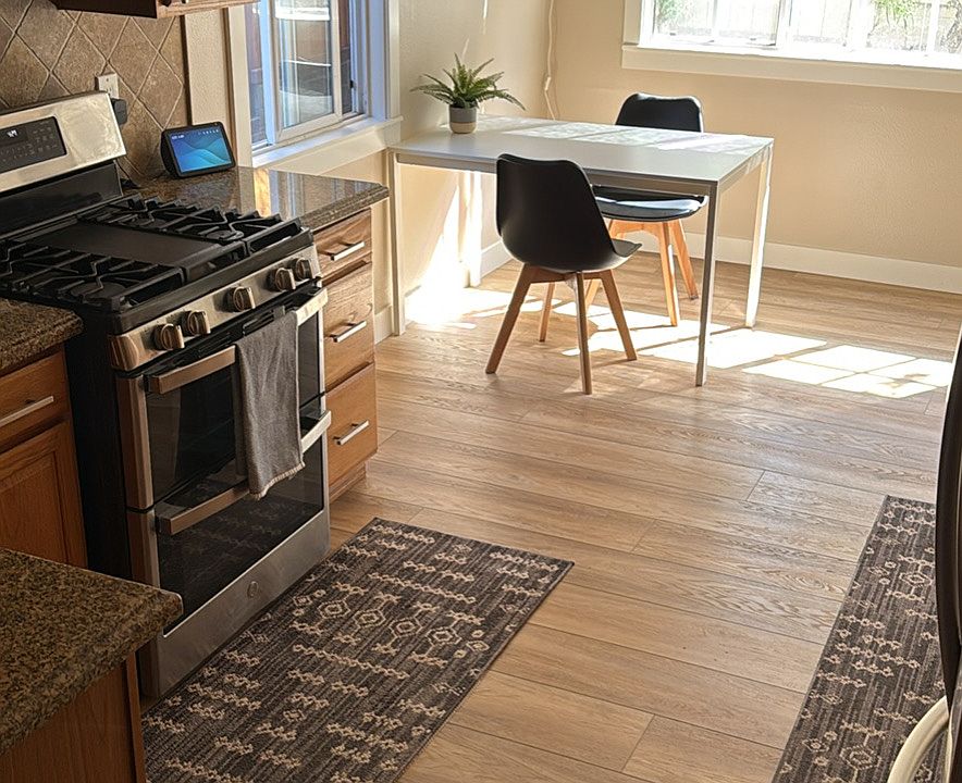 Large kitchen with eating area