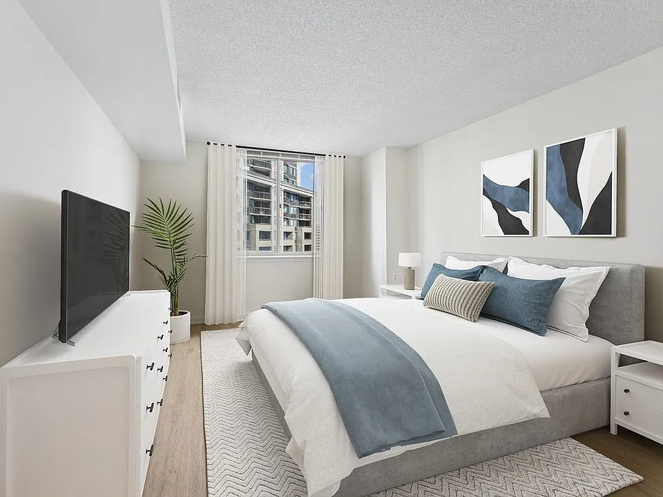 Renovated Package II bedroom with hard surface flooring
