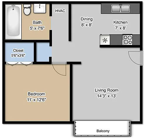 Floor plan One Bedroom