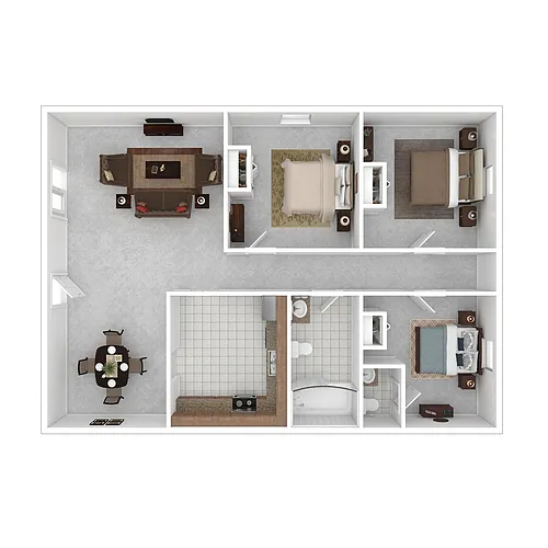 Floor plan Three Bedroom, One and a Half Bathroom