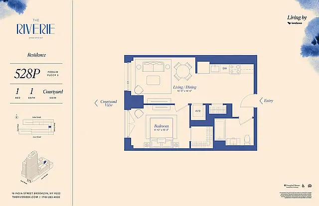 Floor plan 1 Bedroom 528P