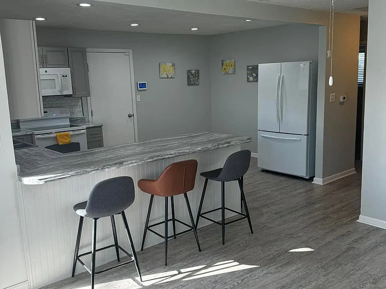 View from living room. Stools are included as a courtesy.