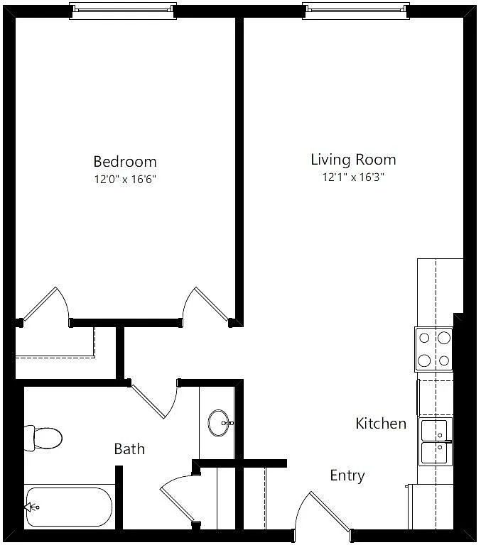 Floor plan One Bedroom One Bath