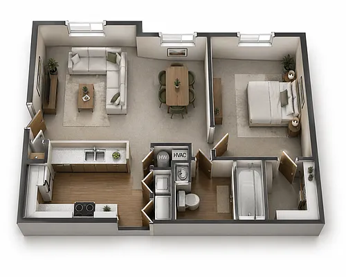 Floor plan 1 Bedroom 1 Bath