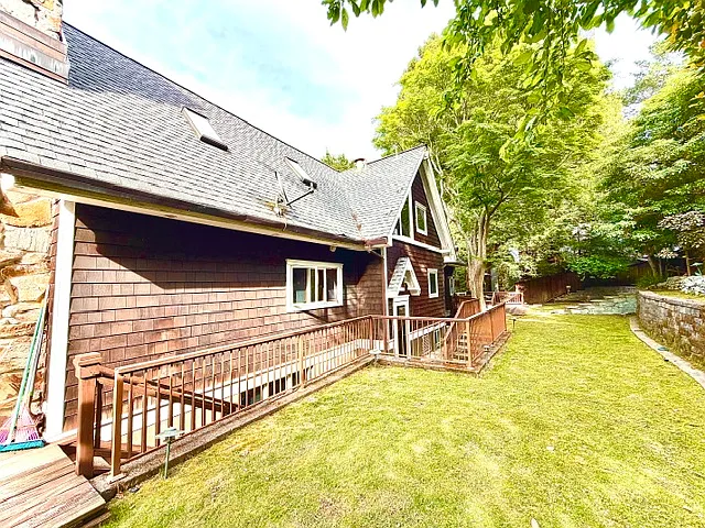 View of the large backyard.