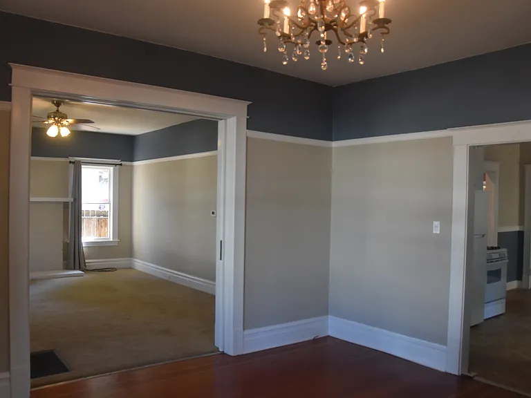 Looking into Living Room and Kitchen from Dining Room