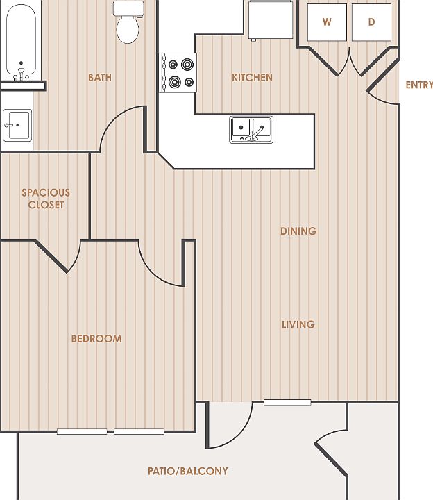 1 Bedroom 1 Bathroom 11A Floorplan Diagram