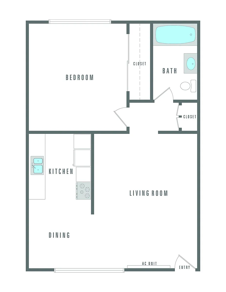 Floor plan 1 Bedroom 1 Bath
