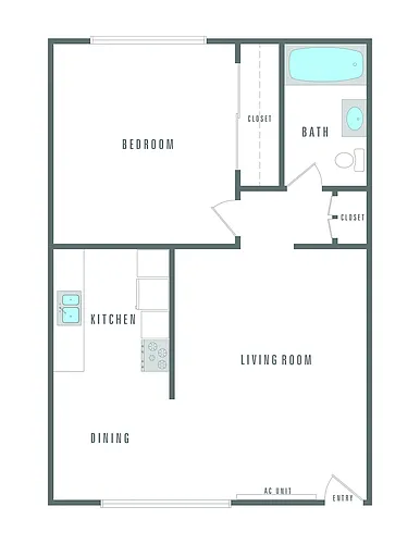 Floor plan 1 Bedroom 1 Bath