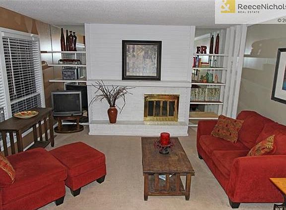 Fireplace also has built in shelves