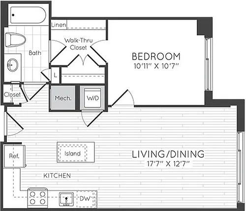 Floor plan 1 Bed/1 Bath