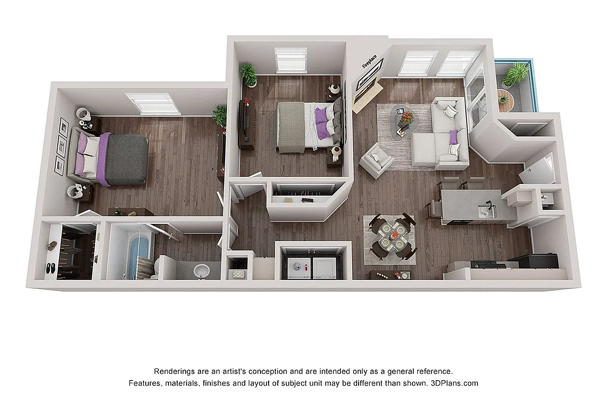 Floor plan 2 Bedroom 1 Bath