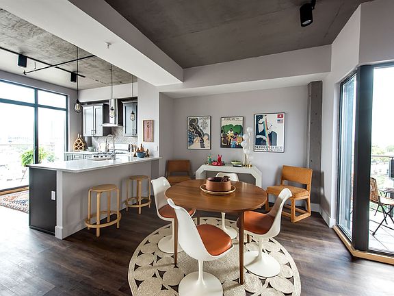 Open kitchen overlooking dining and living space