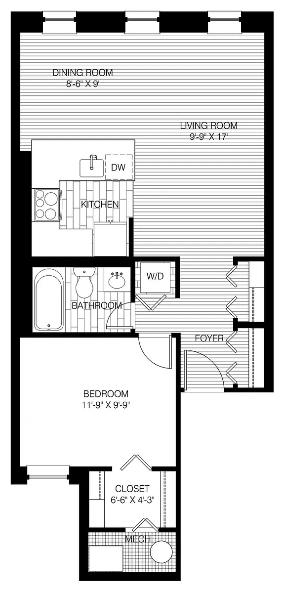 Floor plan 1 Bed 1 Bath