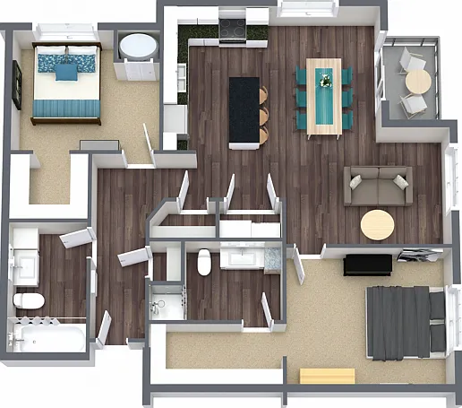 2 bedroom, 2 bathroom 2 bedroom, 2 bathroom