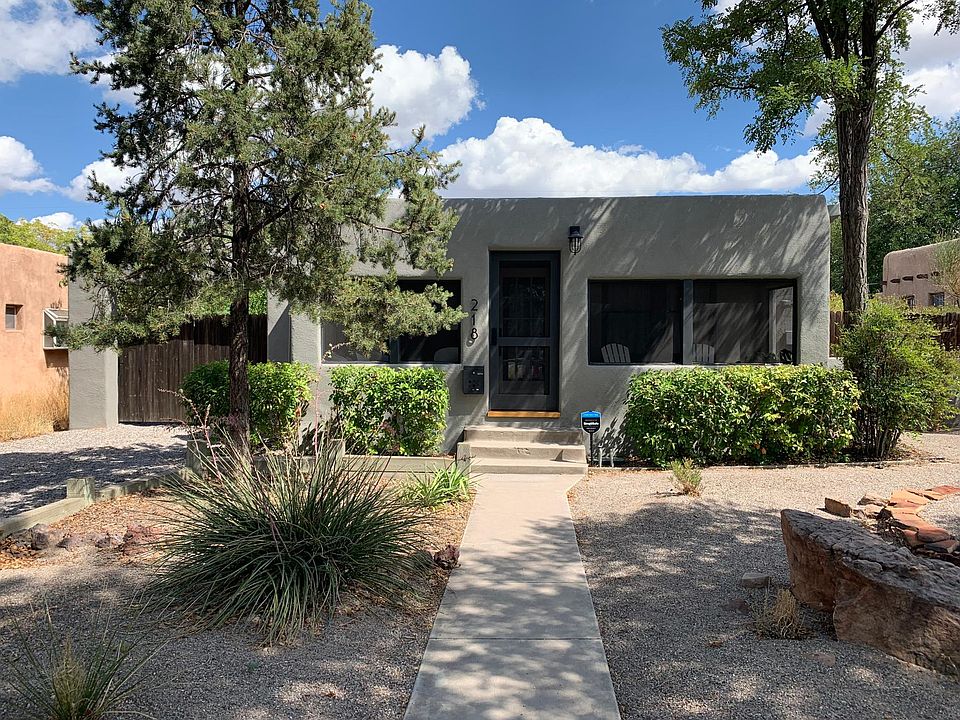 The 1940's fully restored home from the sidewalk. The casita is directly behind the house.