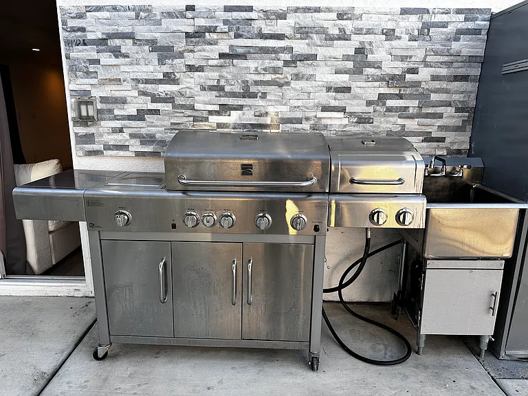 natural gas bbq and utility sink