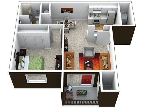 Floor plan 1 Bedroom 1 Bath