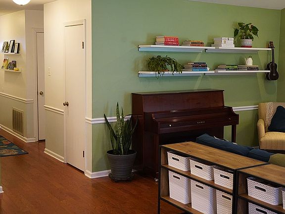 Living room floating shelves