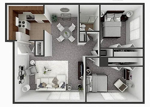 Floor plan 2 Bedroom 1 Bath 960 sq ft