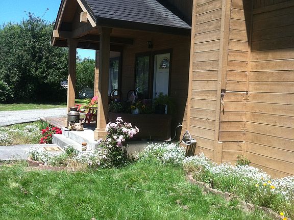 Main entry off driveway