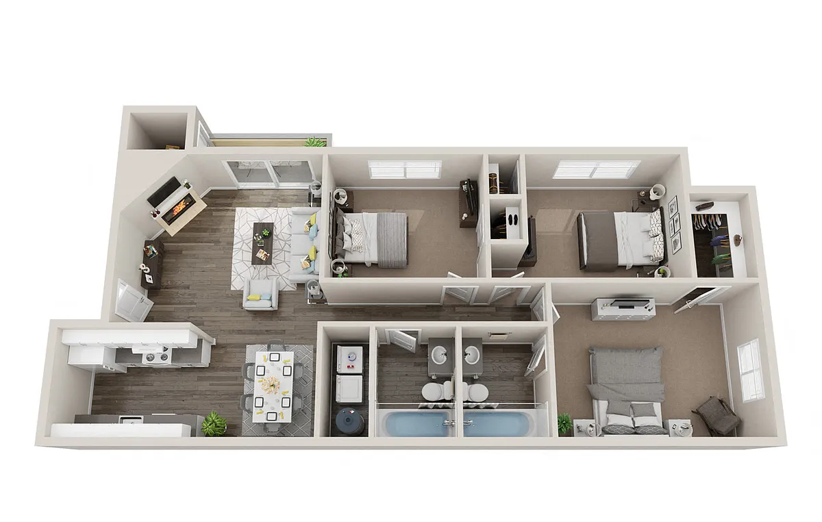 Floor plan Three Bedroom | Two Bath