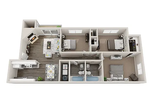 Floor plan Three Bedroom | Two Bath