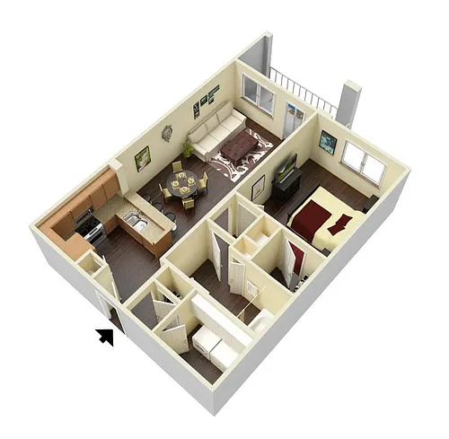 Floor plan A1 - Dogwood - One Bedroom, One Bathroom