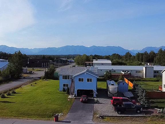 Drone view of property